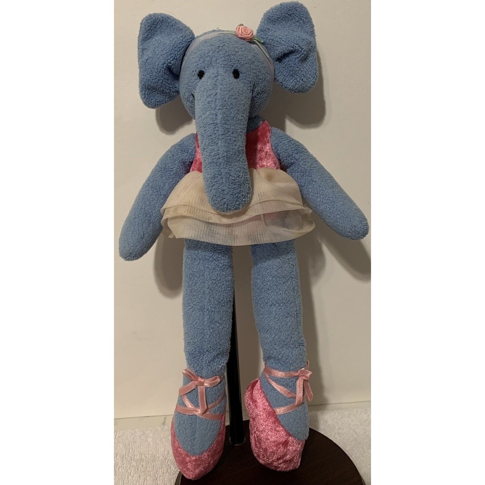 Bestever Plush Elephant Blue Pink Ballerina 14" Ballet TuTu Slippers Headband